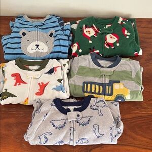 FLEECE Assorted Footed Onesies 12M